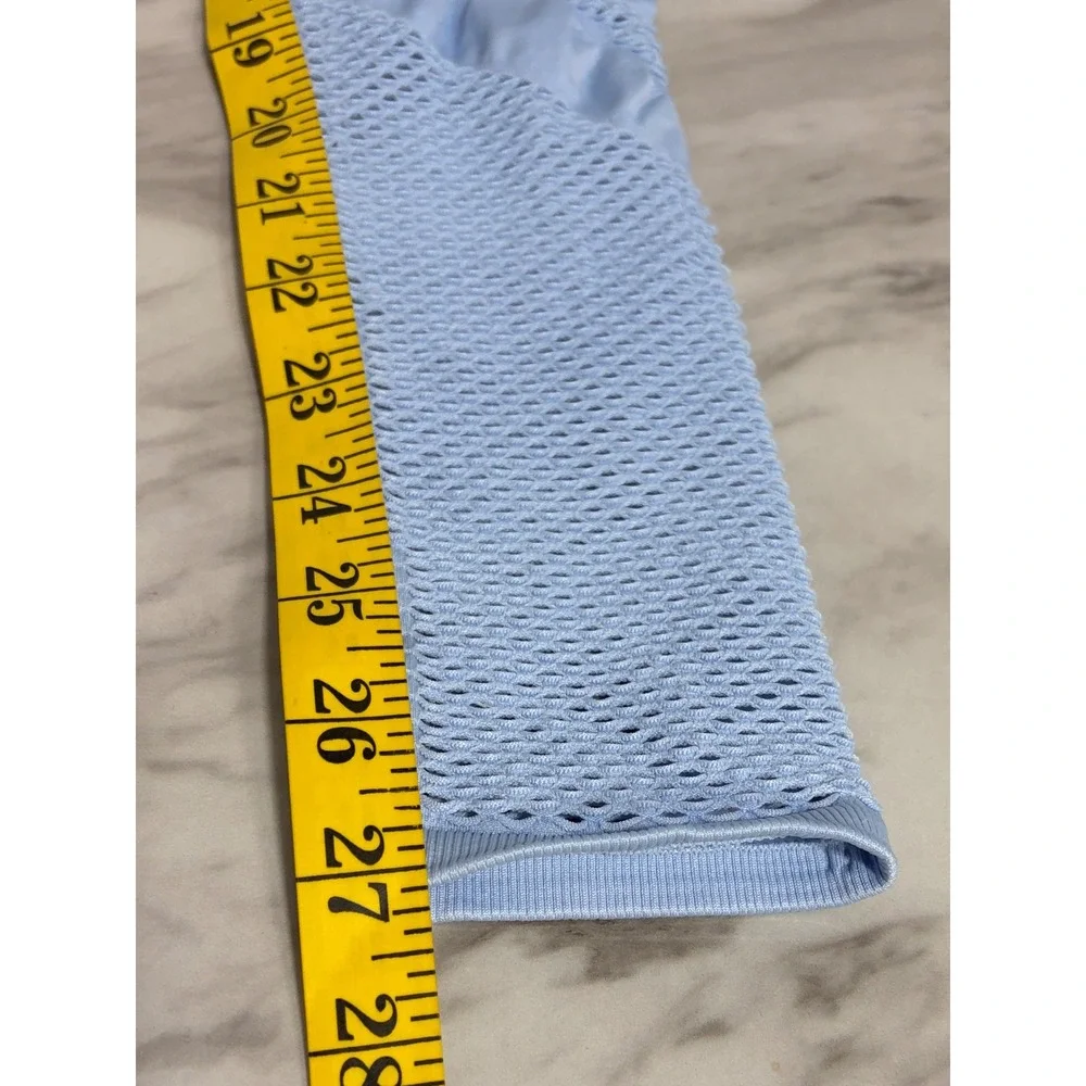 Alo Yoga High Rise Seamless Pointelle Mesh Leggings Light Blue Medium